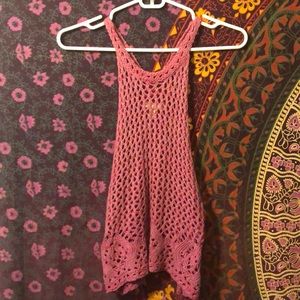 Pink crochet see through top